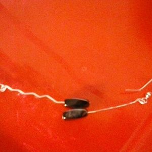 Earrings long dangle drops magnetic hematite